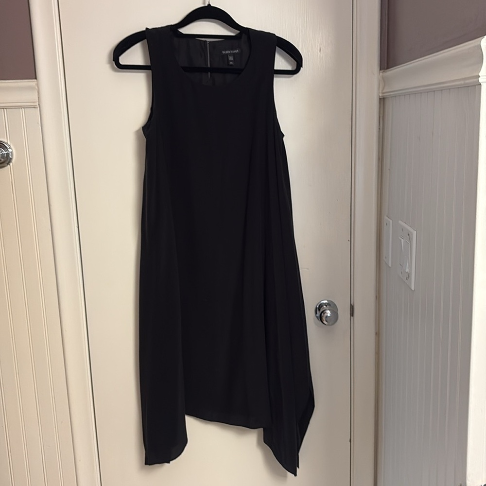 Eileen Fisher Lined Silk Sleeveless Handkerchief Hem Tank Dress Sz S/P